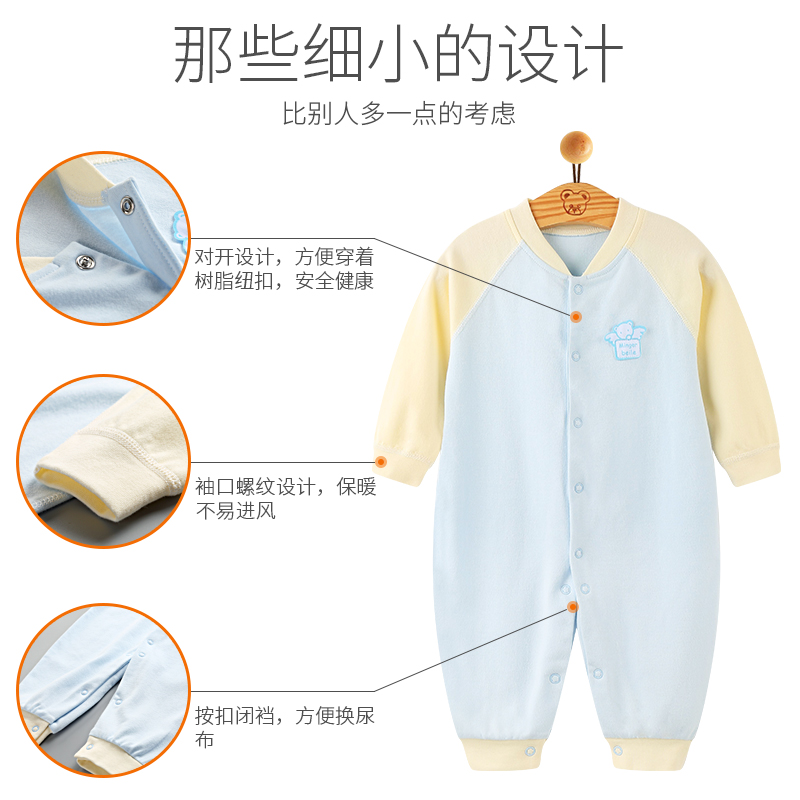 婴儿连体衣春秋夏季宝宝睡哈衣纯棉长袖新生儿内衣服初生爬服春装-图2