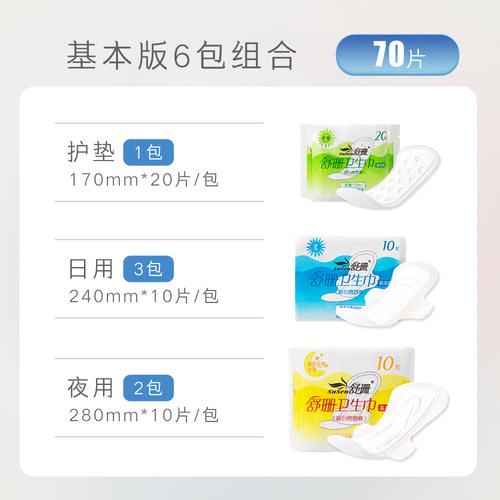 台湾舒珊基本版卫生巾3日2夜1护垫 无荧光剂棉柔透气姨妈巾 - 图0
