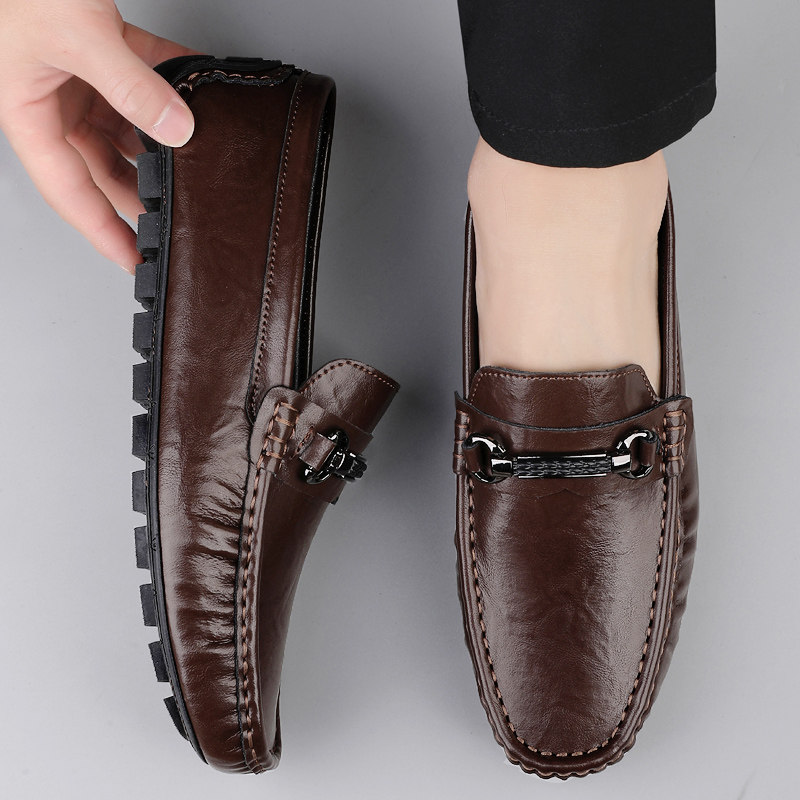 2026春季大码豆豆鞋男夏季真皮透气休闲乐福鞋软底一脚蹬懒人皮鞋,淘宝优惠券,粉丝福利购,淘宝优惠卷