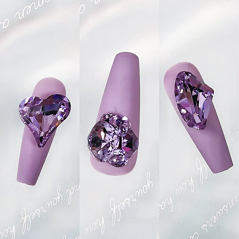 K9水晶美甲钻紫罗兰尖底多切面超闪指甲异形钻立体水滴肥方爱心钻,淘宝优惠券,粉丝福利购,淘宝优惠卷