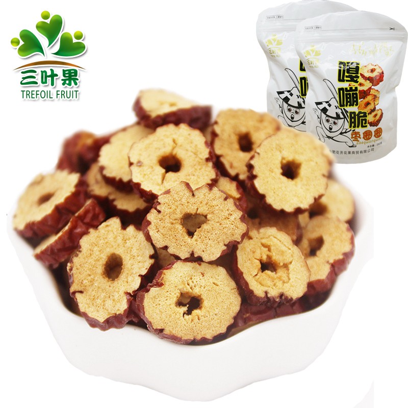 三叶果旗舰店三叶果红枣片1000克灰枣红枣干泡茶脆枣片无核零食红枣圈免洗包邮0