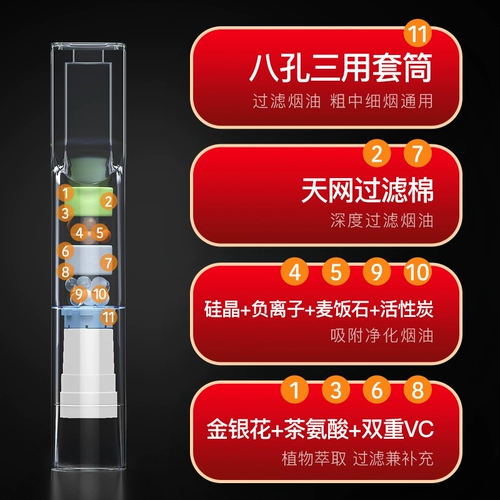 Немецкий мундштук с фильтром, мундштук, подлинный смоляной фильтр, одноразовый мундштук, толстый, средний и тонкий, тонкий, для трех видов использования