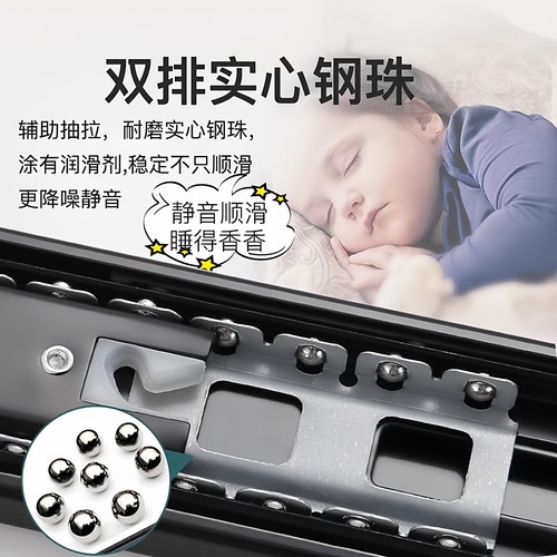 汇泰龙阻尼轨道抽屉缓冲侧装滑道旗舰店三节导轨重型滚珠静音滑道 - 图1