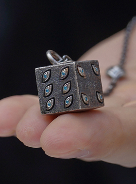 手工纯银骰子项链做旧工艺