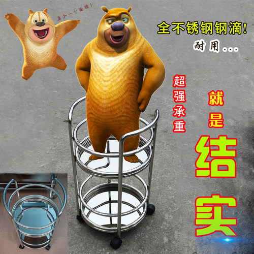 圆形双层酒水车不锈钢 酒店餐厅送餐车KTV酒吧茶水车移动服务推车 - 图1