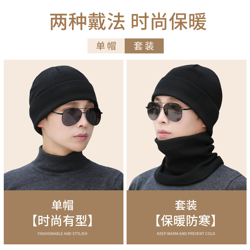 帽子男士2025新款秋冬季针织帽保暖加绒加厚毛线帽潮流棉帽男款 - 图3
