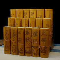 Ancient bamboo slips National schoolbook Roll lettering Decorative Props Companion Gift students Read the cultural gift suit can be customized