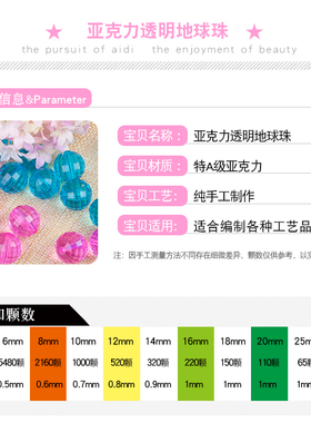 透明切面亚克力项链饰品地球珠