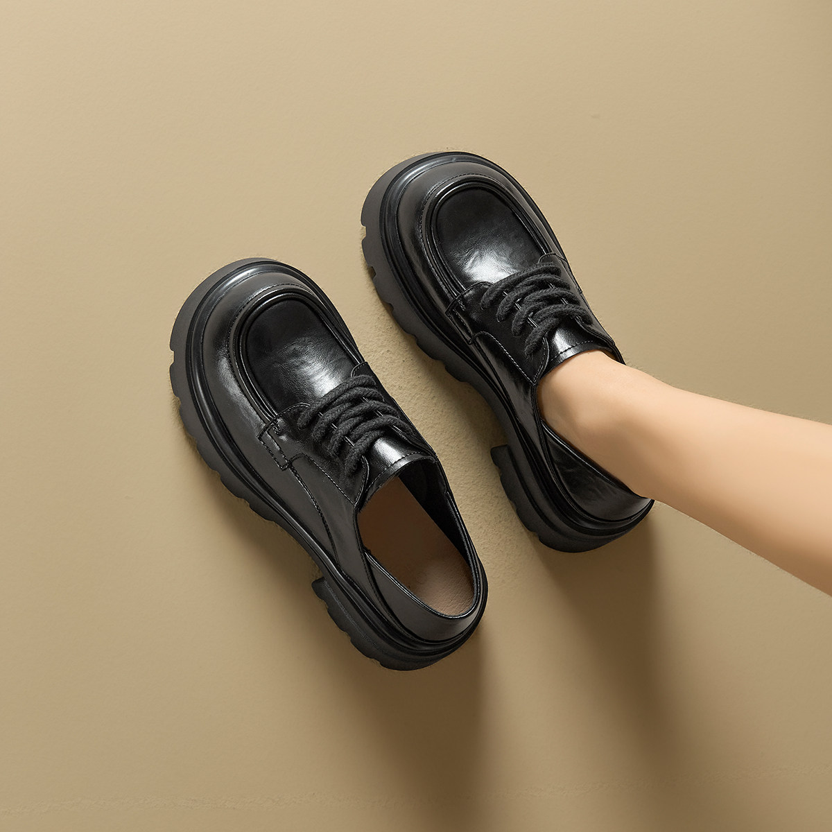 戈美其高跟鞋通勤女鞋乐福鞋女厚底2025新款春季不累脚黑色小皮鞋,淘宝优惠券,粉丝福利购,淘宝优惠卷