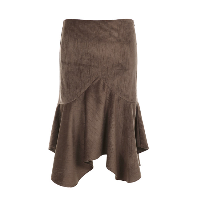 Irregular cut pleated skirt, versatile slimming skirt