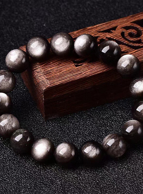 天然银曜石手链单圈银曜石手串