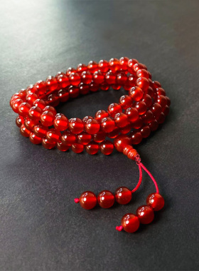 红玛瑙手链红玛瑙108佛珠念珠