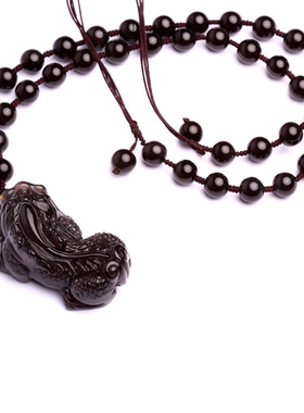 冰种黑曜石貔貅霸王风龙头吊坠