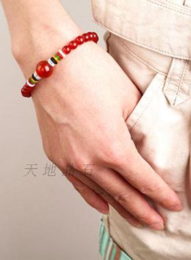 天然红玛瑙转运珠六字真言手串