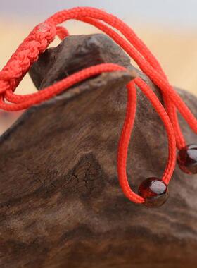 天然石榴石手链 石榴石脚链 红绳手编石榴石手链脚链