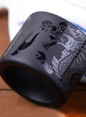 天然黑曜石磨砂男士戒指