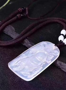 白玛瑙武财神冰种玉髓关公挂件