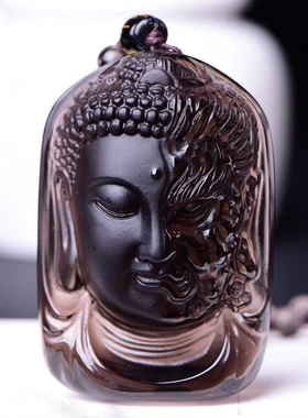 天然冰种黑曜石佛祖一念之间吊坠