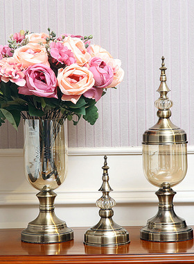 欧式风样板间玻璃别墅花瓶装饰品