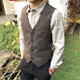 Autumn and winter new suit vest men's Korean version British retro style slim casual professional formal suit vest trend