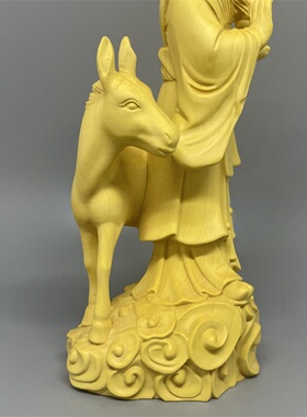 黄杨木雕刻张果老人物摆件工艺品