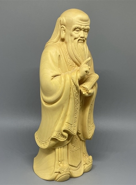 老子人物雕像黄杨木实木摆件