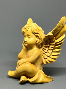 正宗小叶黄杨木精雕小天使工艺品