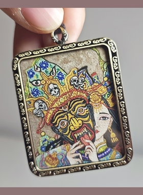 收藏高品质藏式唐卡扎基拉姆前世今生吊坠毛衣链纯手工编项链