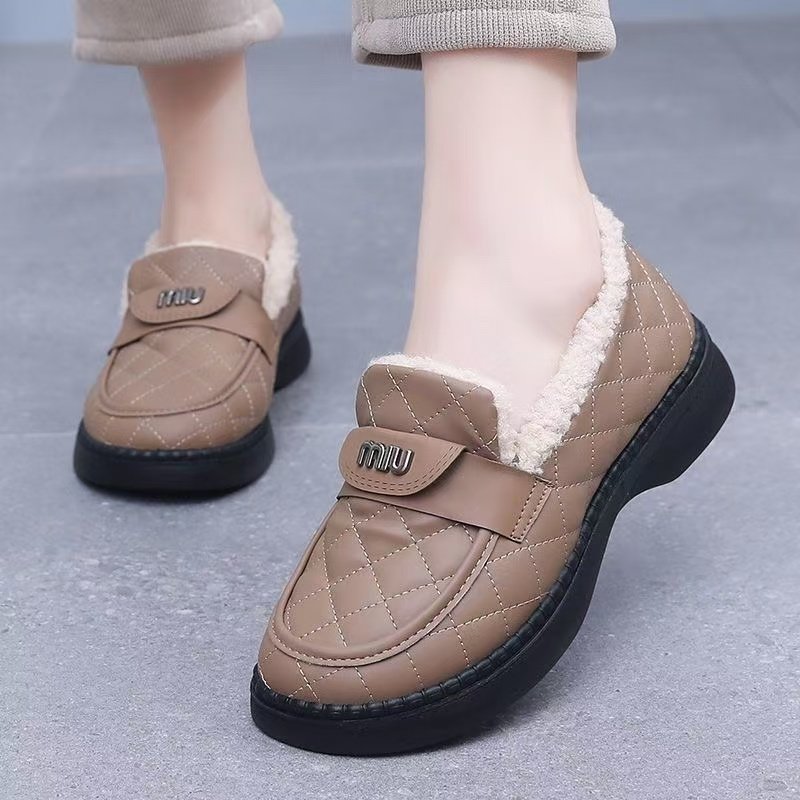撤柜清仓厚底乐福鞋女冬季加绒加厚保暖豆豆鞋中年妈妈棉鞋毛毛鞋,淘宝优惠券,粉丝福利购,淘宝优惠卷