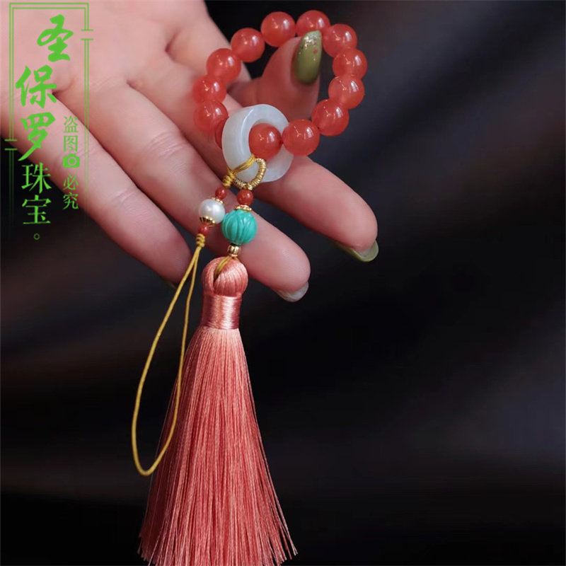 天然南红玛瑙小手捻女指尖文玩手串礼物饰品手持手把件流苏余太翠_虎窝淘