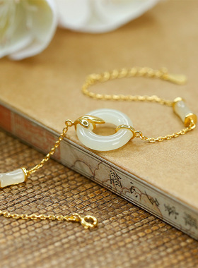 御臻女925银和田玉手链