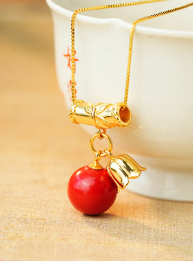 御臻珠宝S925银朱砂竹节吊坠