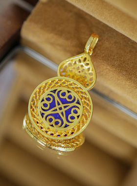 御臻女925银镀金葫芦吊坠