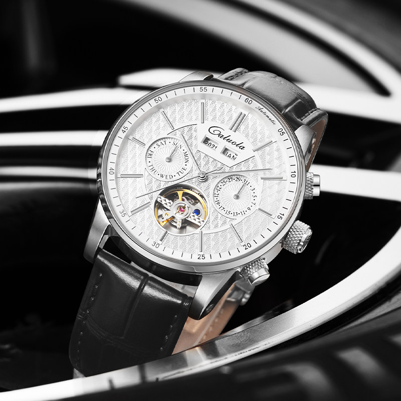 卡罗莱2021新款时尚官方飞轮机械表 卡罗莱乔邦国产腕表