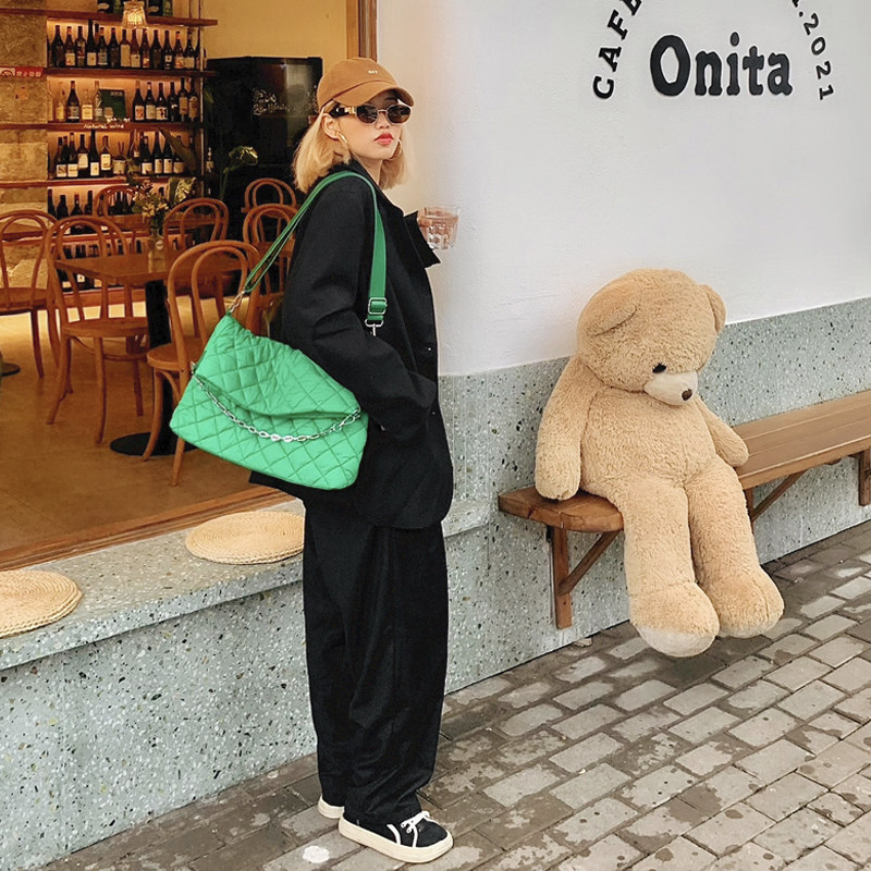 nobag原创高级感2021新款秋冬裥棉菱格链条包羽绒棉斜跨包大容量,淘宝优惠券,粉丝福利购,淘宝优惠卷