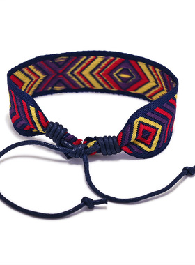 彩色棱形纹手绳几何图形百搭文艺