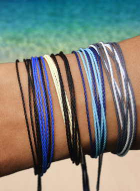 游泳冲浪防水蜡线编织手链彩色混