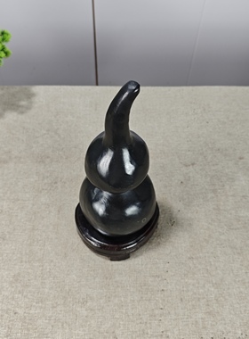 灵璧石摆件象形石葫芦天然原石雕刻奇石观赏石真石头八音磬石底座