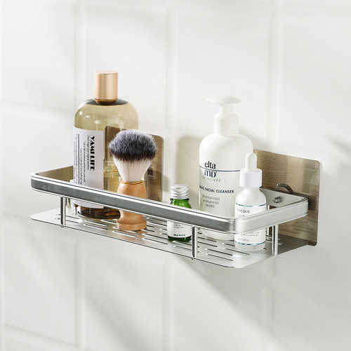 太空铝浴室置物架卫生间壁挂免打孔厕所洗手间洗漱台墙上收纳架子 - 图3