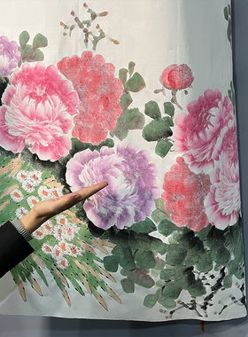 纯手绘真迹国画牡丹花开富贵横幅小八尺客厅沙发背景墙中式装饰画
