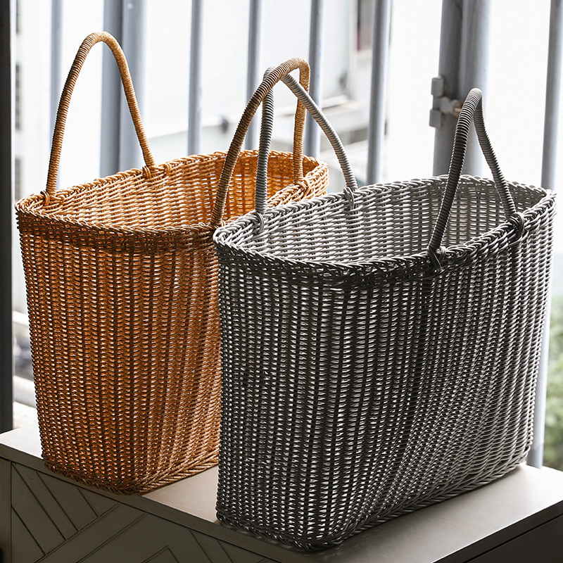 Kens购物篮仿藤编 买菜篮子大号野餐篮采摘篮手提洗澡篮欧式简约 - 图2