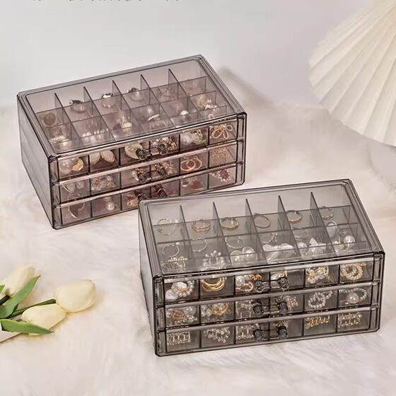 Transparent multi-layered large capacity jewelry storage box