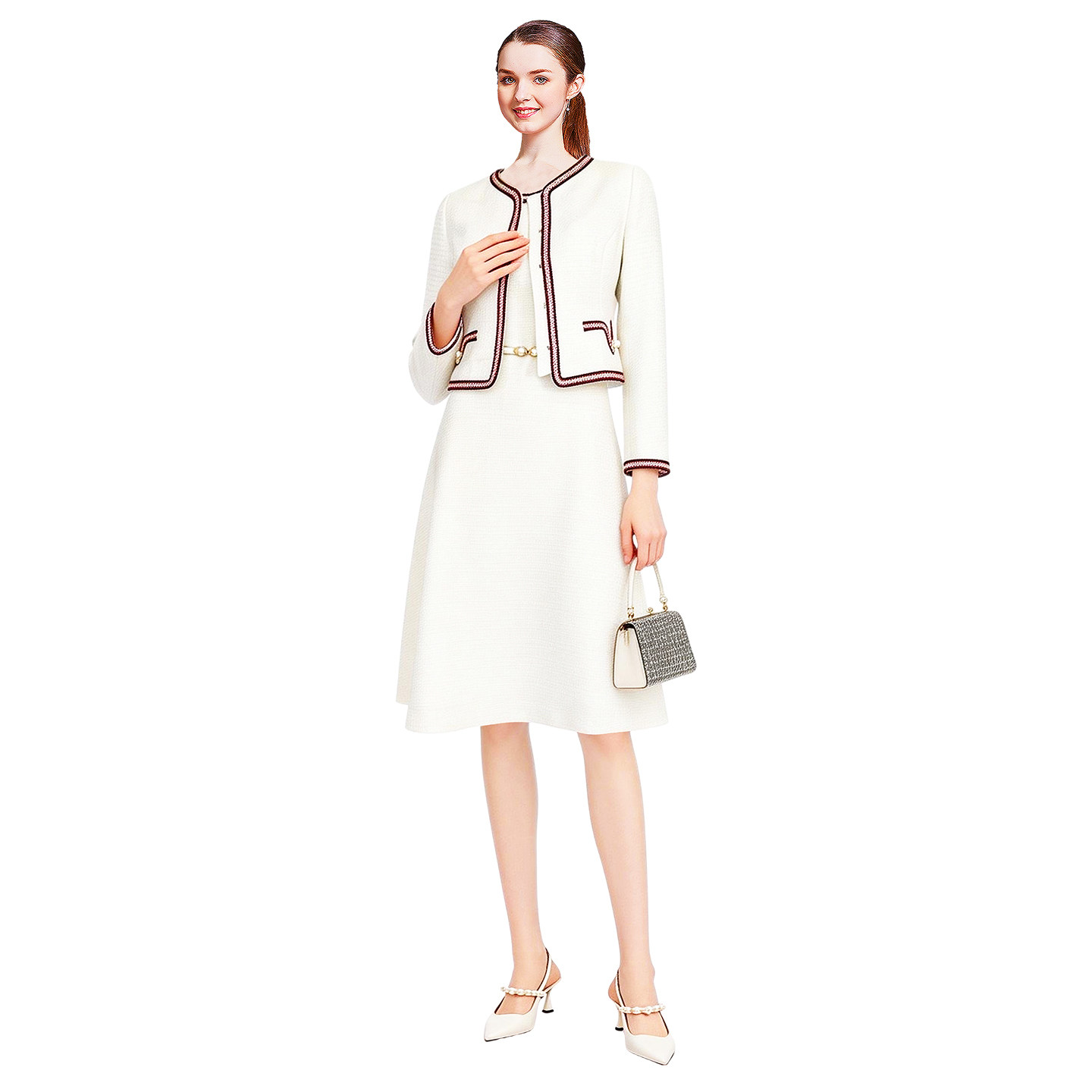 黛薇璐媤香风外套配背心连衣裙女2026春新款法式气质收腰2件套白,淘宝优惠券,粉丝福利购,淘宝优惠卷