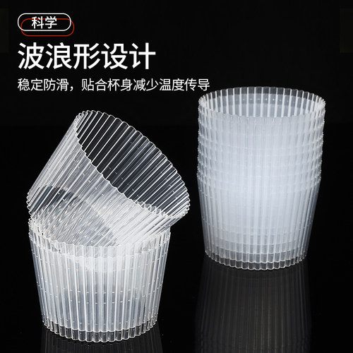 奶茶杯套500ml700ml塑料杯纸杯子暴富隔热防烫防滑透明杯套90口径 - 图1