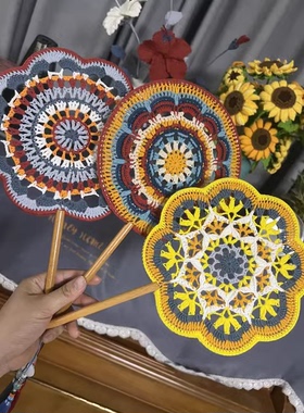 扇子骨架团扇框架铁架自制团扇骨架圆形梅花形手工扇子diy钩针