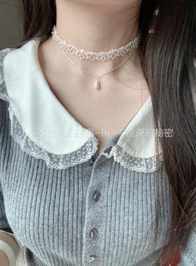 项圈女士白色蕾丝项链合集镂空