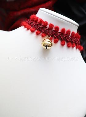 新年饰品圣诞节酒红色毛线铃铛c