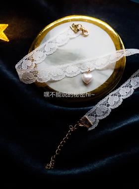 纯欲夏季珍珠双层choker白色蕾丝
