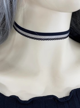 弹力蕾丝珍珠项圈纯欲颈带锁骨链