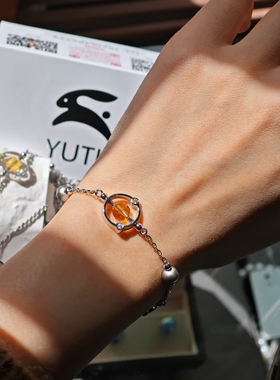 YUTU原创设计时间转换器系列S925银搭配天然黄水晶手链时尚百搭